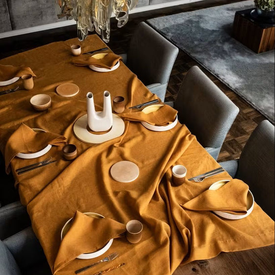 Organic Linen Tablecloth Saffron