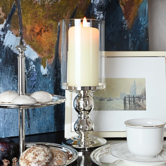 Silver plated hurricane candle holder