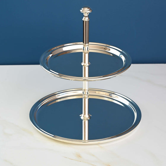 Two tier silver plated cake stand