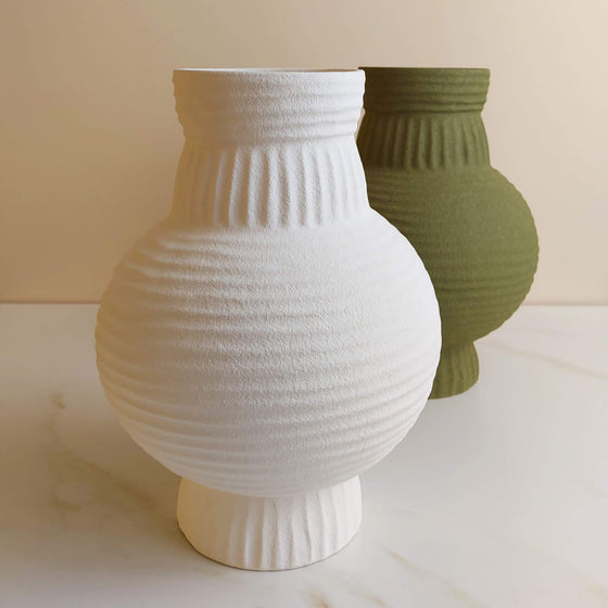 Athens ceramic large white vase