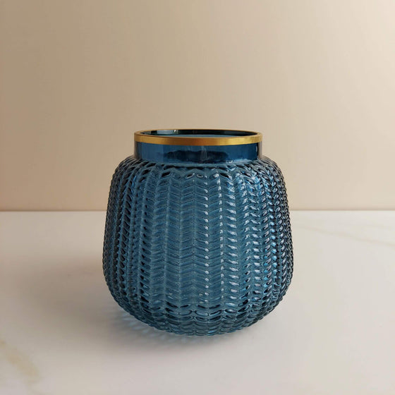 blue flower vase