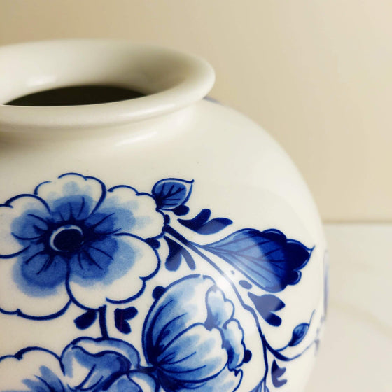 large blue and white vase